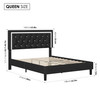 HOMFA QUEEN SIZE BED FRAME WITH ADJUSTABLE HEADBOARD - BLACK