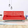 MOOSENG FUTON SETS BLACK CONVERTIBLE SOFA BED WITH ARMREST RECLINER COUCH RED