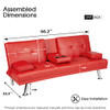 MOOSENG FUTON SETS BLACK CONVERTIBLE SOFA BED WITH ARMREST RECLINER COUCH RED