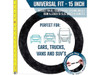ZONE TECH WC0035 SHEEPSKIN HEATED STEERING WHEEL COVER WINTER COVER - BLACK