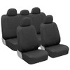 BDK CARXS BLACK LEATHER CAR SEAT COVERS FULL SET, 9-PIECE FAUX - BLACK