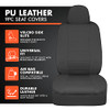 BDK CARXS BLACK LEATHER CAR SEAT COVERS FULL SET, 9-PIECE FAUX - BLACK