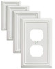 ZILLSEA 4-PACK DUPLEX OUTLET COVER, METAL WALL PLATE, A034D14 - WHITE
