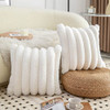 NEELVIN 18X18 CREAM WHITE FAUX FUR PILLOW COVERS, SET OF 2 - CREAM WHITE