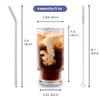 Combler Ribbed Glass Cups with Glass Straws 11oz Drinking Glasses Set of 8