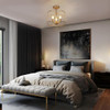KSANA Gold Semi Flush Mount Ceiling Light, Modern 3-Light Drum Easy Installation New