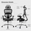 JHK ERGONOMIC HIGH BACK OFFICE CHAIR WITH HEADREST, LUMBAR SUPPORT - BLACK