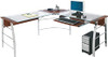 Realspace Mezza 62" W L-Shaped Desk 620475 - Cherry/Chrome Realspace Mezza 62" W L-Shaped Desk 620475 - Cherry/Chrome