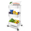 Homchwell 3 Tier Metal Utility Rolling Cart with Lockable Wheels, Multifunction
