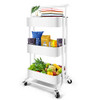 Homchwell 3 Tier Metal Utility Rolling Cart with Lockable Wheels, Multifunction