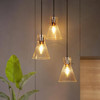 GEPOW MODERN CLUSTER BLACK AND GOLD CHANDELIER WITH SEEDED GLASS SHADES