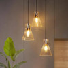 GEPOW MODERN CLUSTER BLACK AND GOLD CHANDELIER WITH SEEDED GLASS SHADES