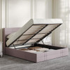 Novilla Queen Size Lift Up Storage Bed, with Fabric Headboard, N-F12006-Q-BR