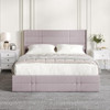 Novilla Queen Size Lift Up Storage Bed, with Fabric Headboard, N-F12006-Q-BR