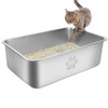 PWTAA STAINLESS STEEL CAT LITTER BOX HIGH SIDE SC07001-6 - SILVER