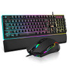 RedThunder K10 Wired Keyboard Mouse Wrist Rest Combo RGB 3 in 1 PC Gamer - Black