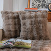 NEELVIN BROWN FAUX FUR SOFT DECORATIVE THROW PILLOW COVERS 18X18 - TAUPE WAVE