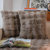 NEELVIN BROWN FAUX FUR SOFT DECORATIVE THROW PILLOW COVERS 18X18 - TAUPE WAVE