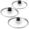 CUISINEL GLASS LIDS SET 8"+10"+12" (20.32cm+25.4cm+30.48cm) - BLACK