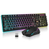 REDTHUNDER K10 WIRELESS KEYBOARD MOUSE COMBO LED RECHARGEABLE 3800MAH - BLACK