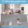 KISKIZ 75 INCH RETRACTABLE BABY DOG GATE WIDE EXTRA LARGE OPENINGS - GRAY