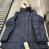 SPIRE PUFFER JACKET REMOVABLE WHITE FAUX FUR TRIM HOOD - SIZE: WOMEN XL - NAVY New