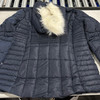 SPIRE PUFFER JACKET REMOVABLE WHITE FAUX FUR TRIM HOOD - SIZE: WOMEN XL - NAVY New