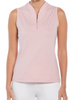 CALLAWAY WOMEN'S TONAL HEATHER QUARTER ZIP SLEEVELESS POLO SHIRT S - PINK NECTAR New