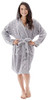 BURKLETT HOODED SOLID FLANNEL FLEECE BATHROBE WITH POCKETS - GRAY
