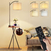 ROTTOGOON FLOOR LAMP END TABLE LAMP REMOTE CONTROL CHARGING STATION - BROWN