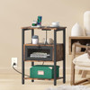 NOVIMANGO NIGHT STAND WITH CHARGING STATION, BROWN