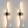 DAUNTON HARDWIRED MODERN WALL SCONCE SET TWO REMOTE CONTROL - BLACK