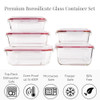 LEXI HOME 10-PIECE PREMIUM GLASS FOOD STORAGE CONTAINER SET WITH RED LOCKING LID