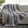 COZY BLISS FAUX FUR THROW BLANKET FOR COUCH, 50 * 60 INCHES - LIGHT GRAY