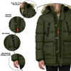 GALAXY BY HARVIC MEN'S HEAVYWEIGHT PARKA WINDBREAKER POLYESTER WATER OLIVE LT New