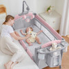 ADOVEL BABY BASSINET BEDSIDE CRIB PACK PLAY MATTRESS DIAPER CHANGER - PINK