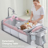 ADOVEL BABY BASSINET BEDSIDE CRIB PACK PLAY MATTRESS DIAPER CHANGER - PINK