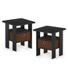 FURINNO ANDREY SET OF 2 END TABLE NIGHT STAND BEDSIDE TABLE, AMERICANO BROWN