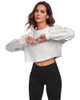 FKEEP CROPPED SWEATSHIRTS WOMEN LONG SLEEVES CREWNECK PULLOVER - SIZE M - GRAY New