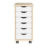 Adeptus 6 Drawer Roll Cart - Made from Solid Wood (Natural with White Drawers)