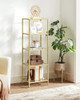VASAGLE BOOKCASE 5-TIER BOOKSHELF SLIM SHELVING UNIT ULGT029A01 - METALLIC GOLD
