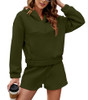 FKEEP WOMENS 2 PIECE SWEATSUIT OUTFITS HOODIE SWEAT SHORTS POCKET ZARMY GREEN S New