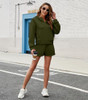 FKEEP WOMENS 2 PIECE SWEATSUIT OUTFITS HOODIE SWEAT SHORTS POCKET ZARMY GREEN S New