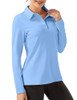 FKEEP WOMEN LONG SLEEVE POLO SHIRT GOLF SPORT TOP ATHLETIC - SIZE M - BLUE New