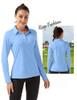 FKEEP WOMEN LONG SLEEVE POLO SHIRT GOLF SPORT TOP ATHLETIC - SIZE M - BLUE New
