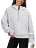 FKEEP WOMENS HALF ZIP HOODIE SWEATSHIRT WITH THUMB HOLE GRAY M New