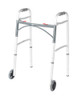 DRIVE MEDICAL 10210-1 2-BUTTON FOLDING WALKER WITH WHEELS - SILVER