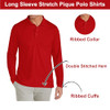 GALAXY BY HARVIC LONG SLEEVE MEN'S PIQUE POLO SHIRT SIZE MEN L RED New