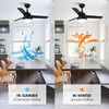 VACZON 42" DOWNROD MOUNT STANDARD CEILING FAN LIGHT REMOTE 3 BLADE - MATTE BLACK