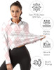 FKEEP Women Long Sleeve Golf Sport Top Athletic Activewear Pink Checked M New